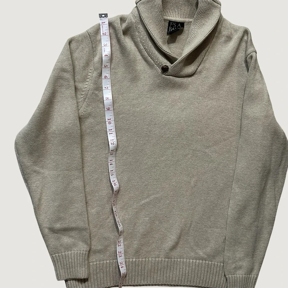 Jos. A. Bank Executive Collection Mens Beige Cotton Shawl Collar Sweater L‎ F15